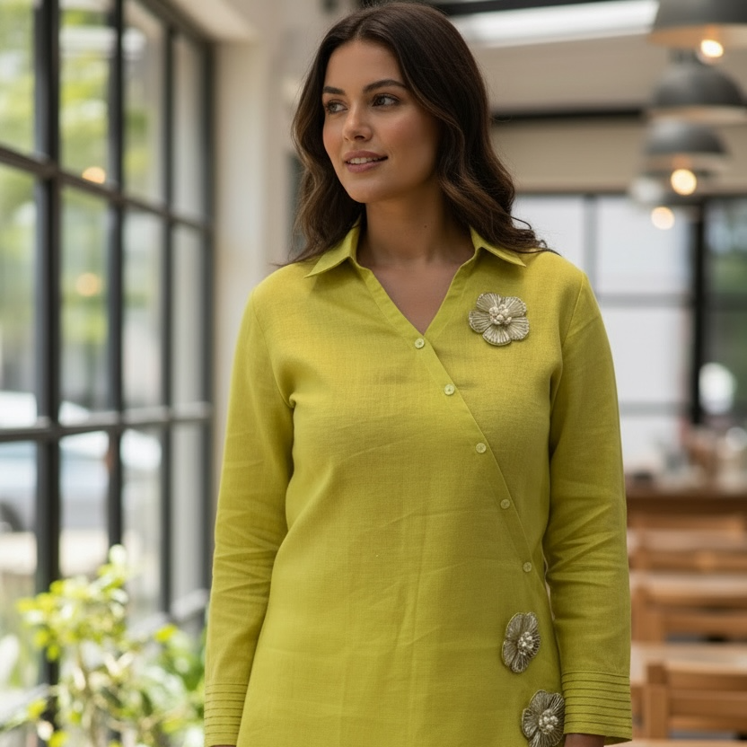 GREEN LINNEN SHIRT