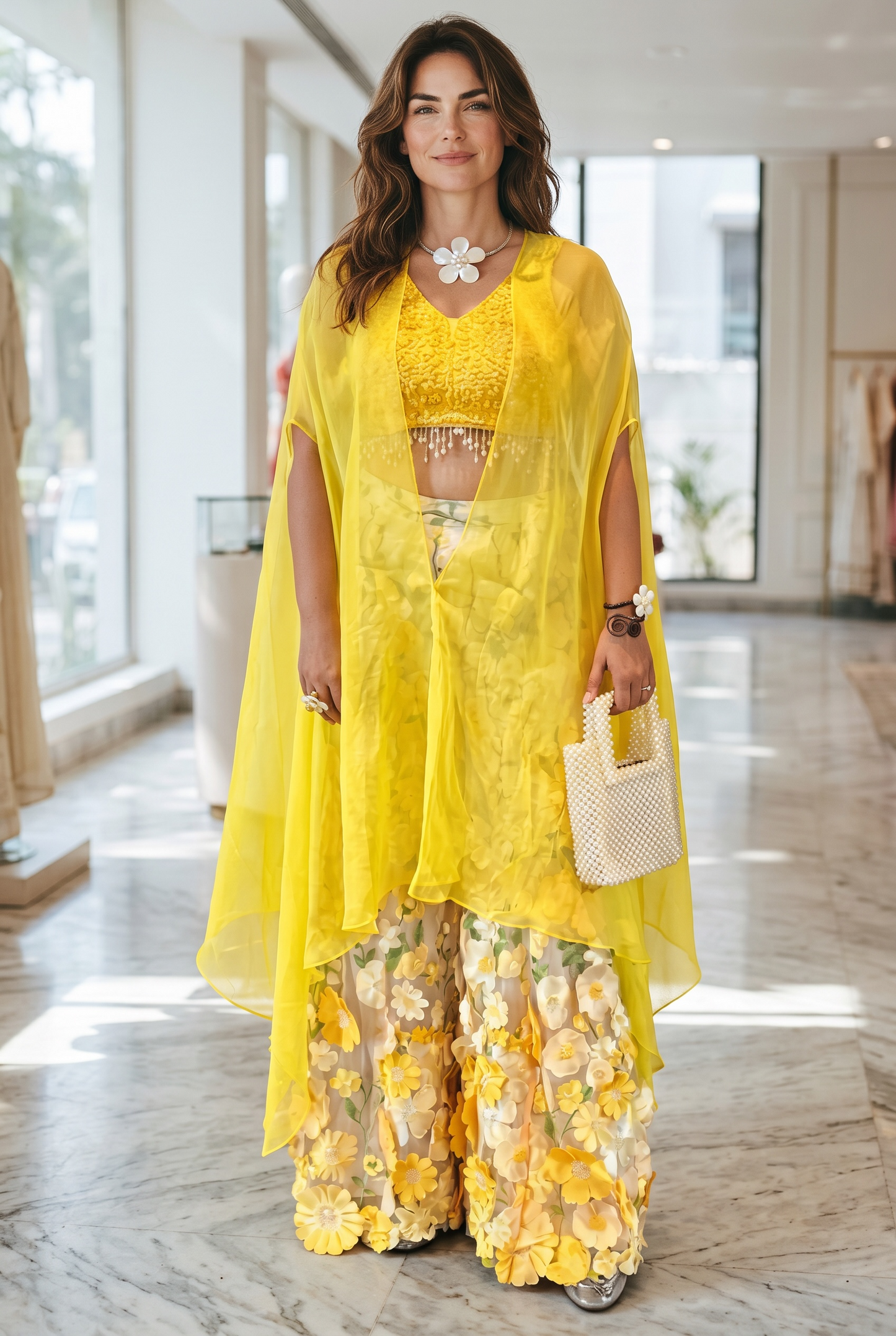 Sunlit Bloom Fusion Palazzo Set