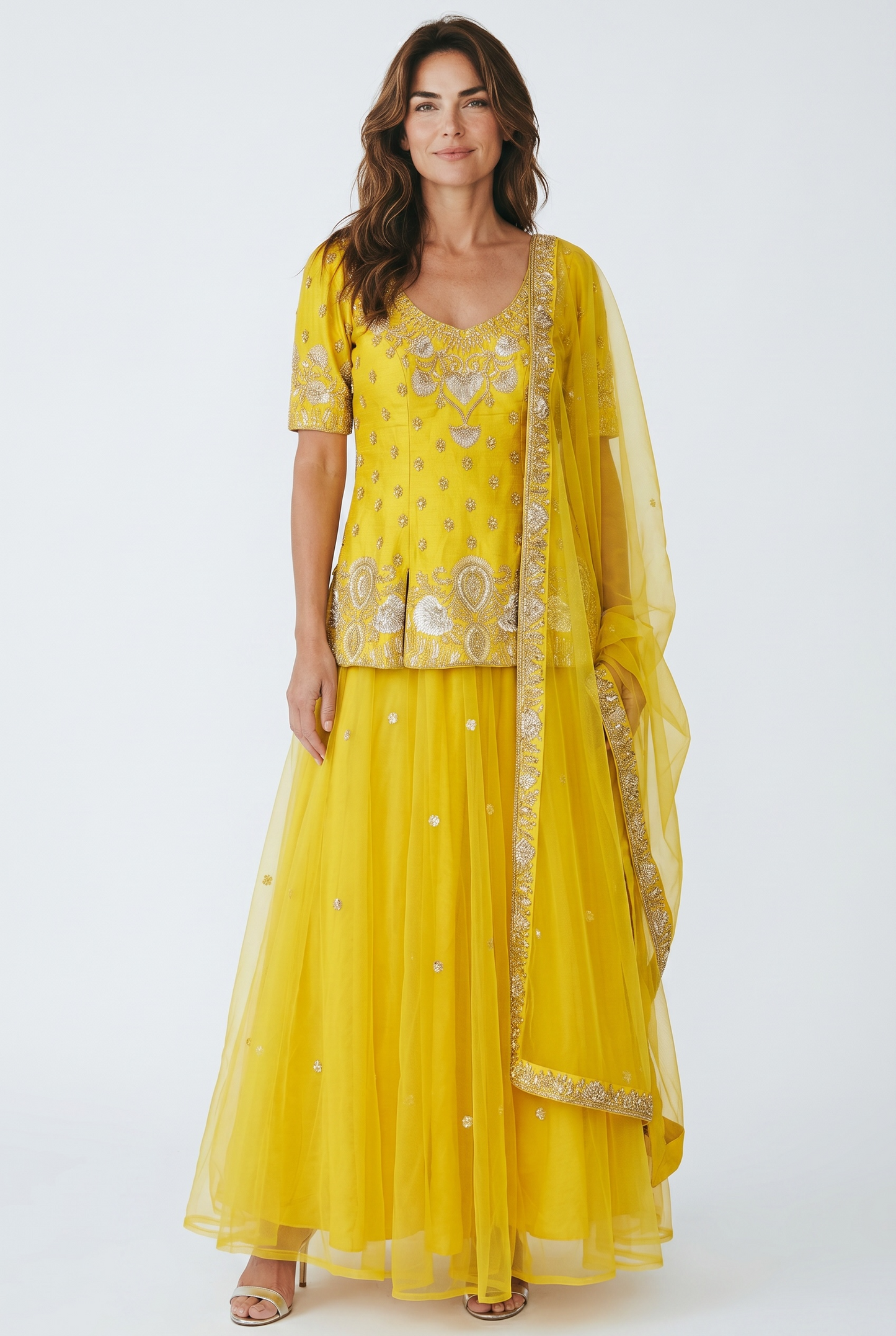 Yellow surya zari set