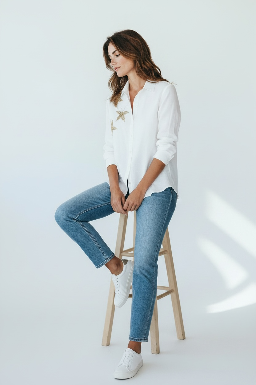 WHITE BUTTERFLY SHIRT