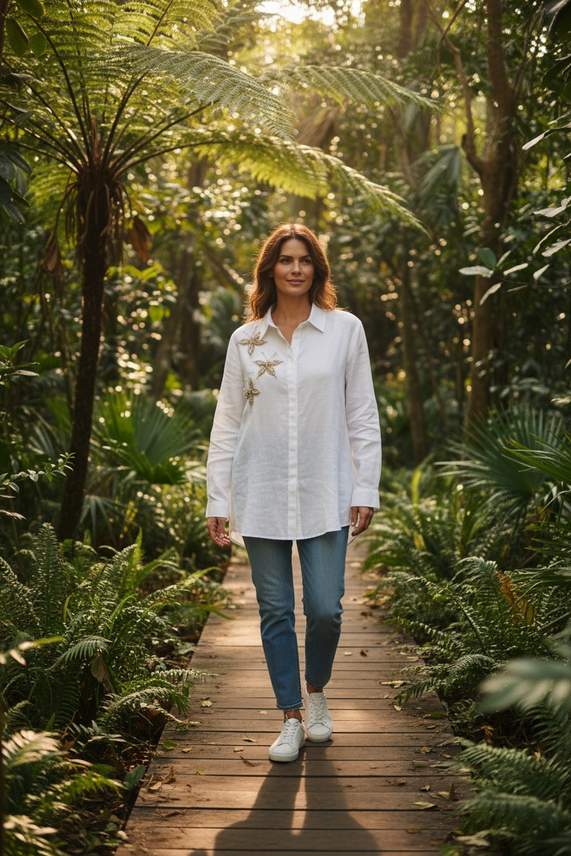 WHITE BUTTERFLY SHIRT