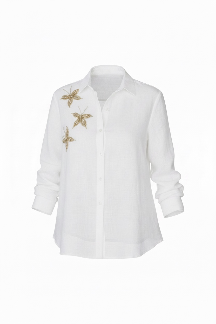 WHITE BUTTERFLY SHIRT