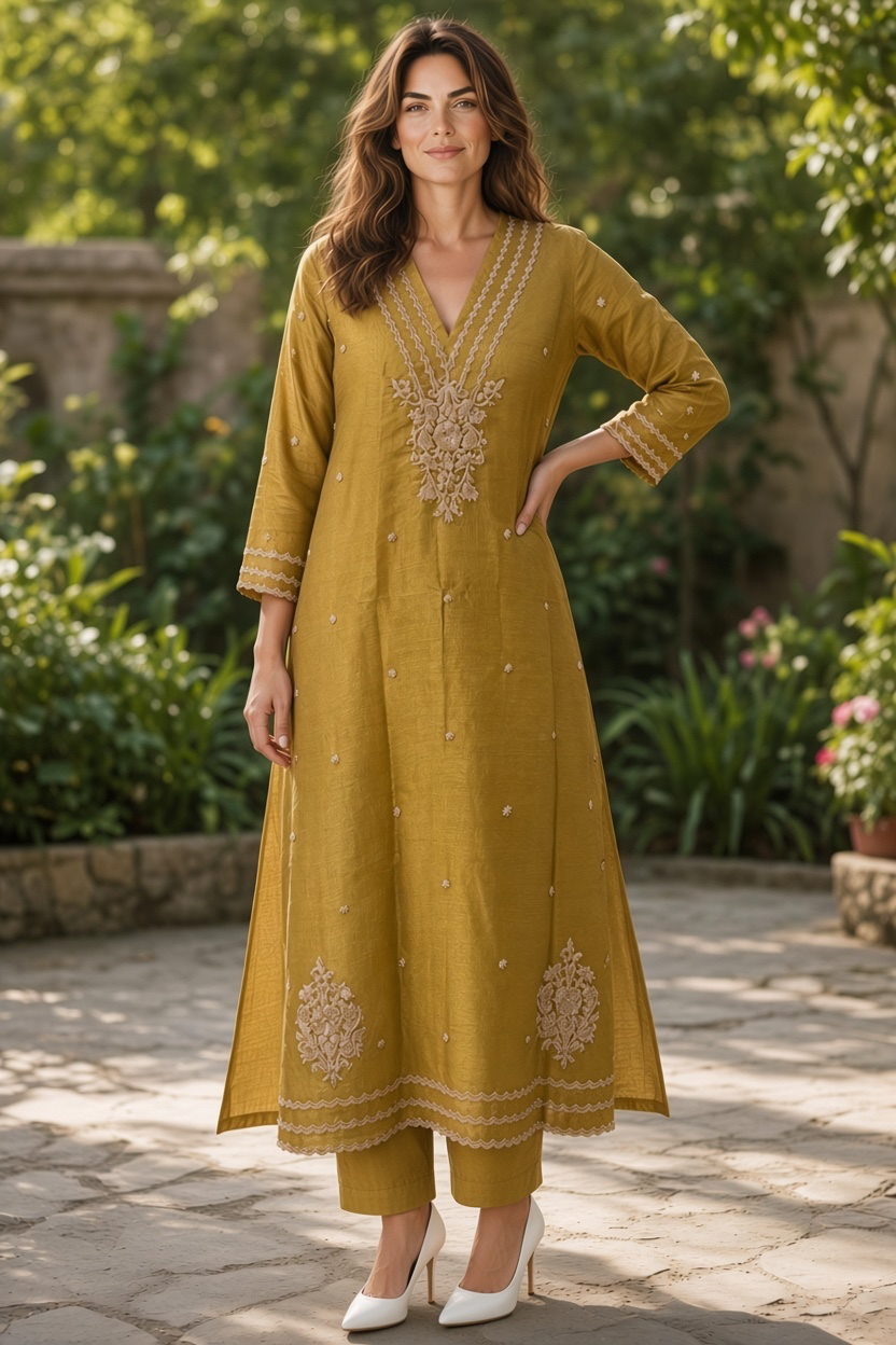 ISSHRA MUSTARD ELEGANT SEMI STITCHED SET